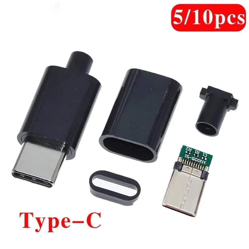 5/10 Pz TIPO C USB 3.1 24Pin Spina Male Welding Connector with Housing Type-C Charging Spins Cable Data Repair Accessories
