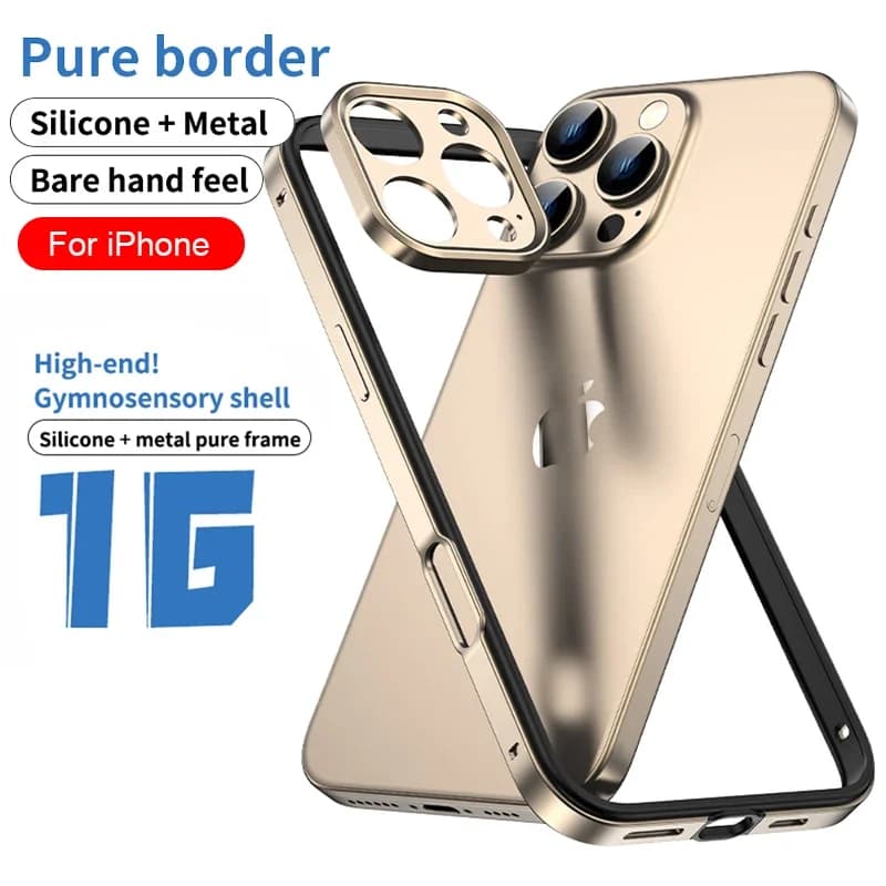 Protezione della fotocamera + Custodia per telefono in metallo alluminio con struttura in silicone ibrido per iPhone 17 16 15 Pro Max 14 13 Paraurti con migliore calore
