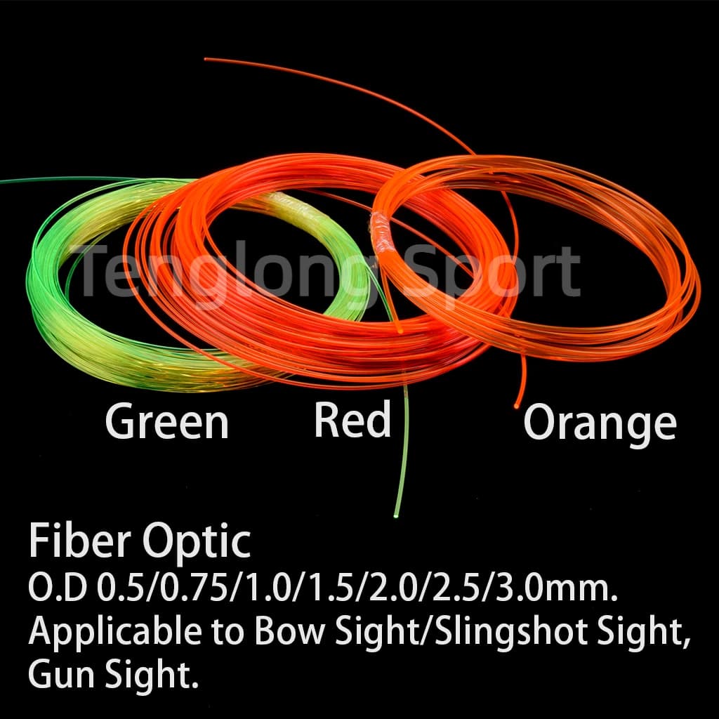 30cm 0.5mm 0.75mm 1.0mm in fibra ottica, per perni di ricambio per mirino per pistola a fionda con arco rosso arancione colore verde