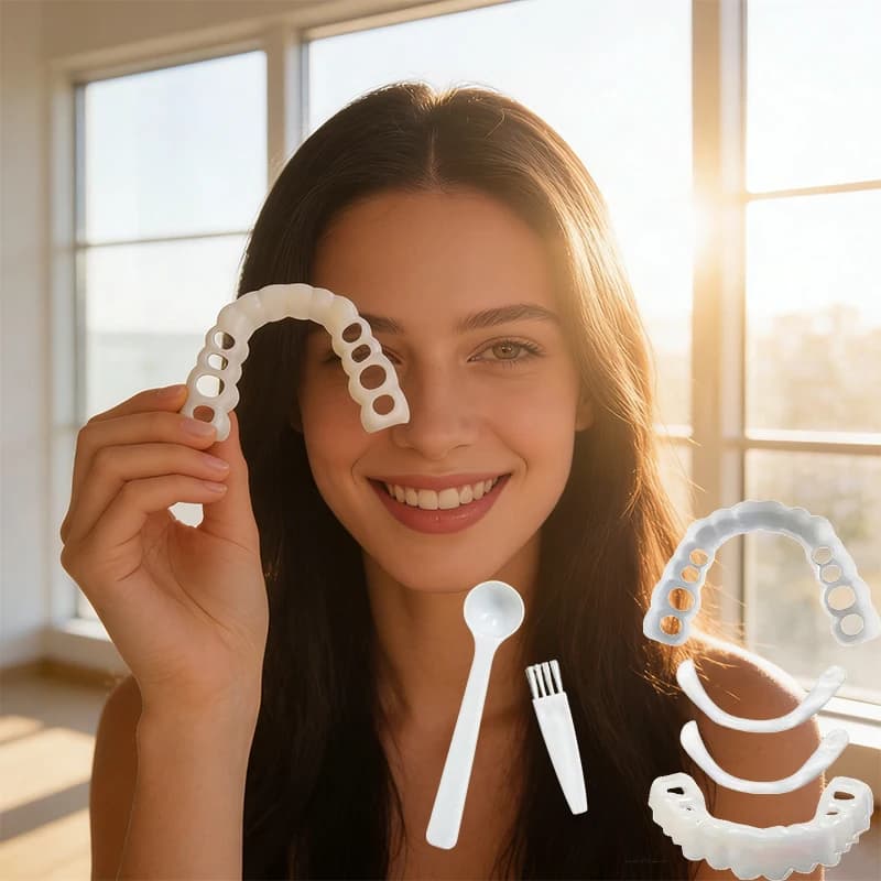 Protesi Dentale Estetica Riutilizzabile in Silicone per Sbiancamento Denti, Copertura Superiore per un Sorriso Perfetto CK848