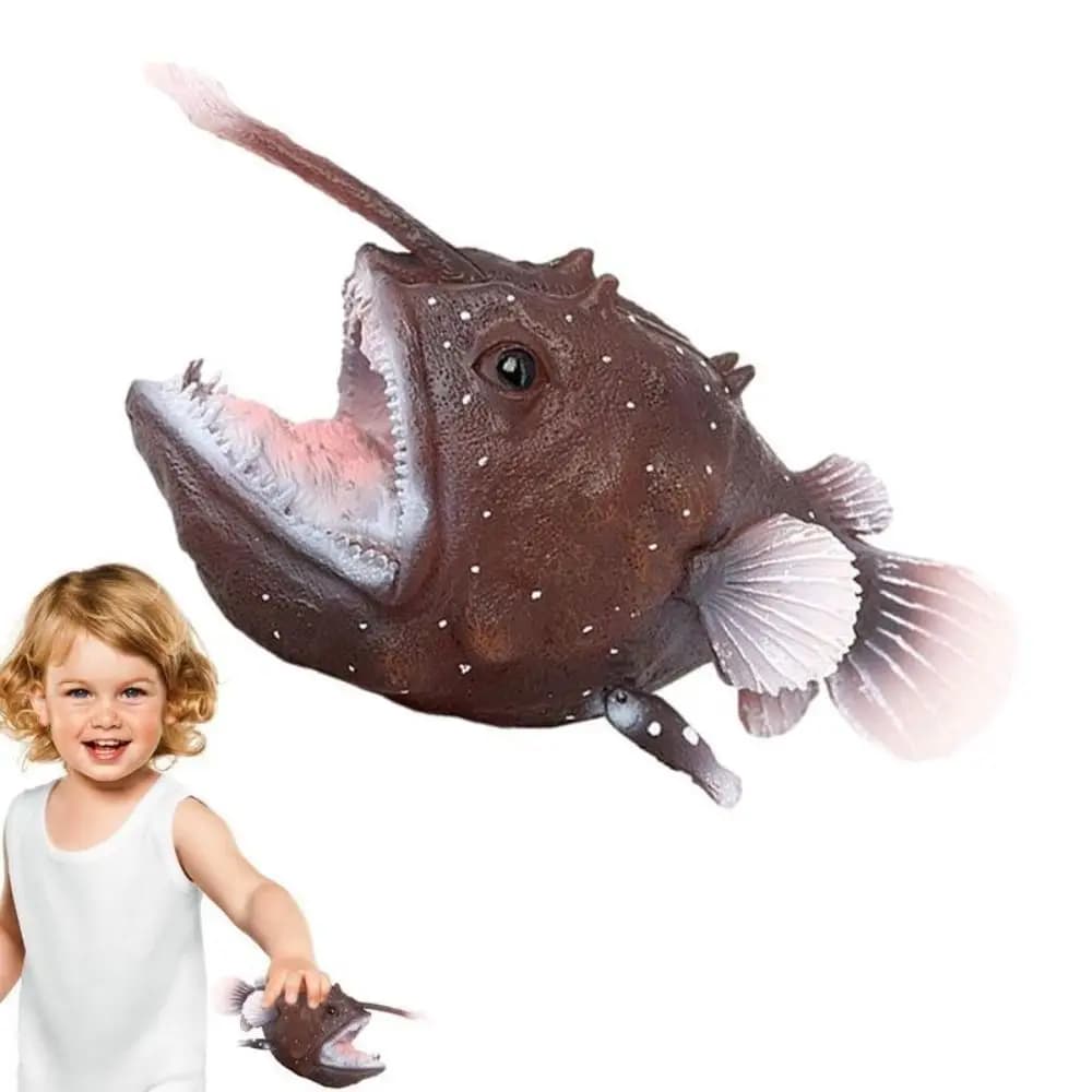 Modellino di Pesce Pescatore in Miniatura, Simulazione Animale Marino in PVC, Modello Educativo Portatile