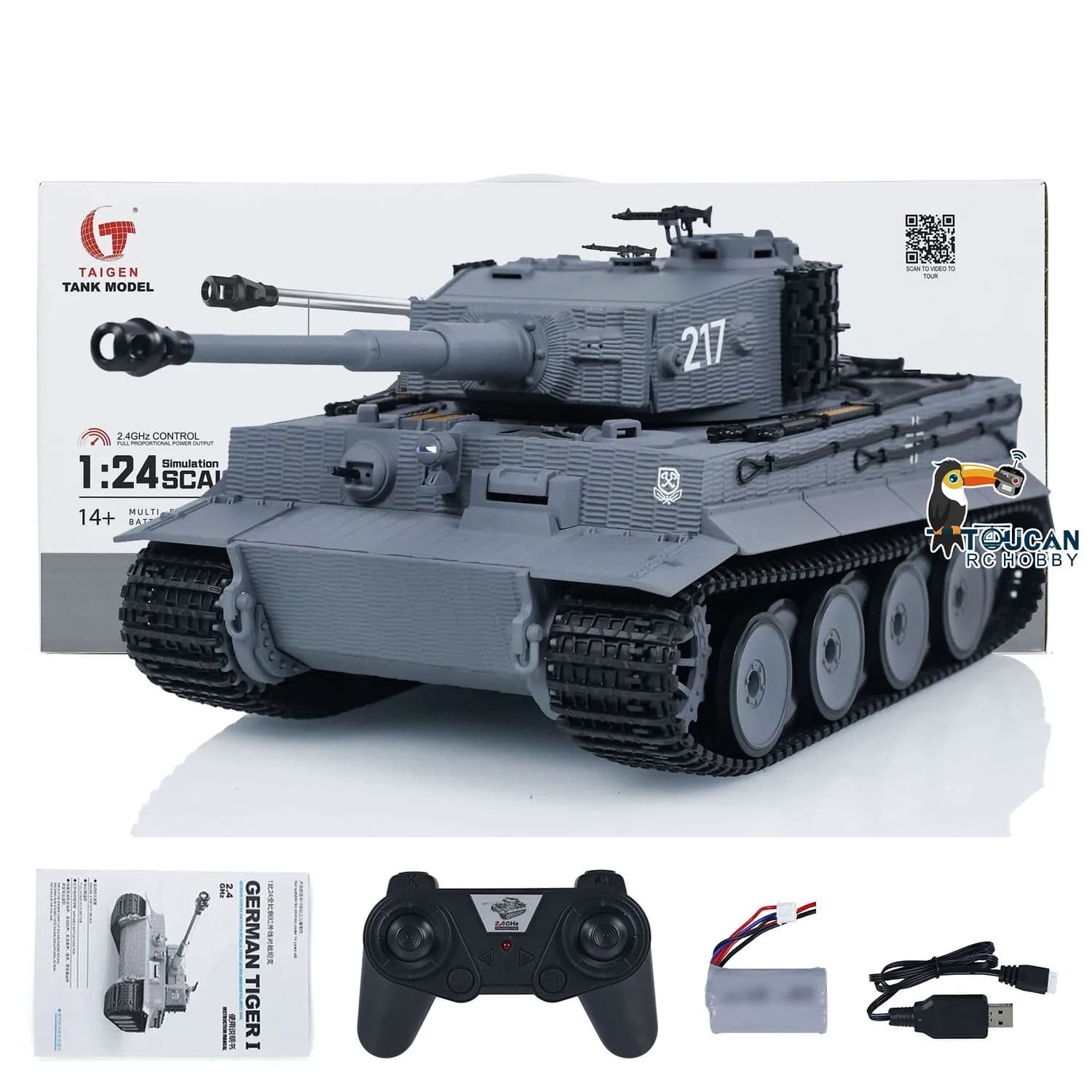 1/24 Taigen RC Carro Armato di Battaglia Tiger I Radio Controllo Carro Armati Militari Auto Da Combattimento A Infrarossi Pronto per Esecuzione Veicoli Giocattoli per I Ragazzi TH23570