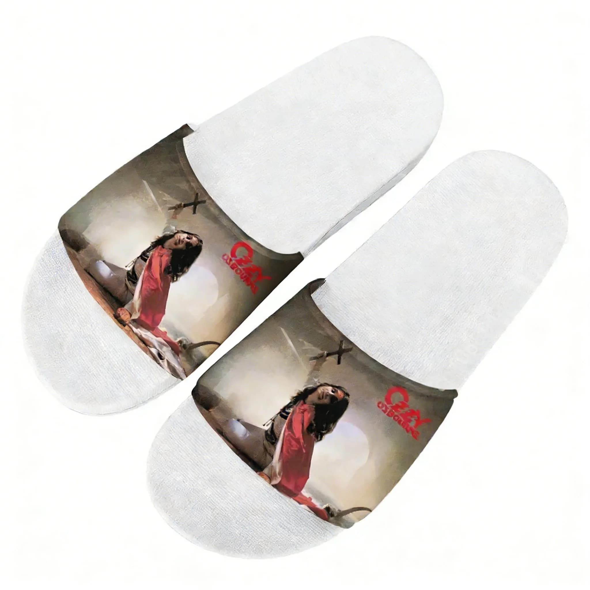 Men's Ozzy Osbourne Rock Singer Men's Shoes Boy Girl, Customized Sandals, Customized Bathroom Shoes with Photo, White Water Shoes