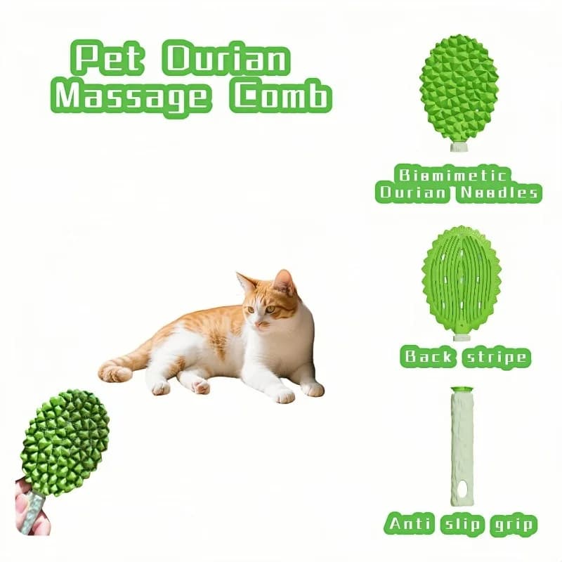 Spazzola per toelettatura animali a forma di durian, morbida, da appendere, pettine massaggiante per cani, pettine anti-groviglio per peli di gatti e cani