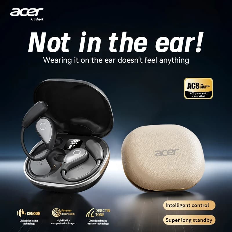 Auricolari a Conduzione Ossea Acer OHR514, Wireless Bluetooth 5.4, Cancellazione del Rumore, Auricolari Sportivi, Lunga Autonomia, Controllo Intelligente