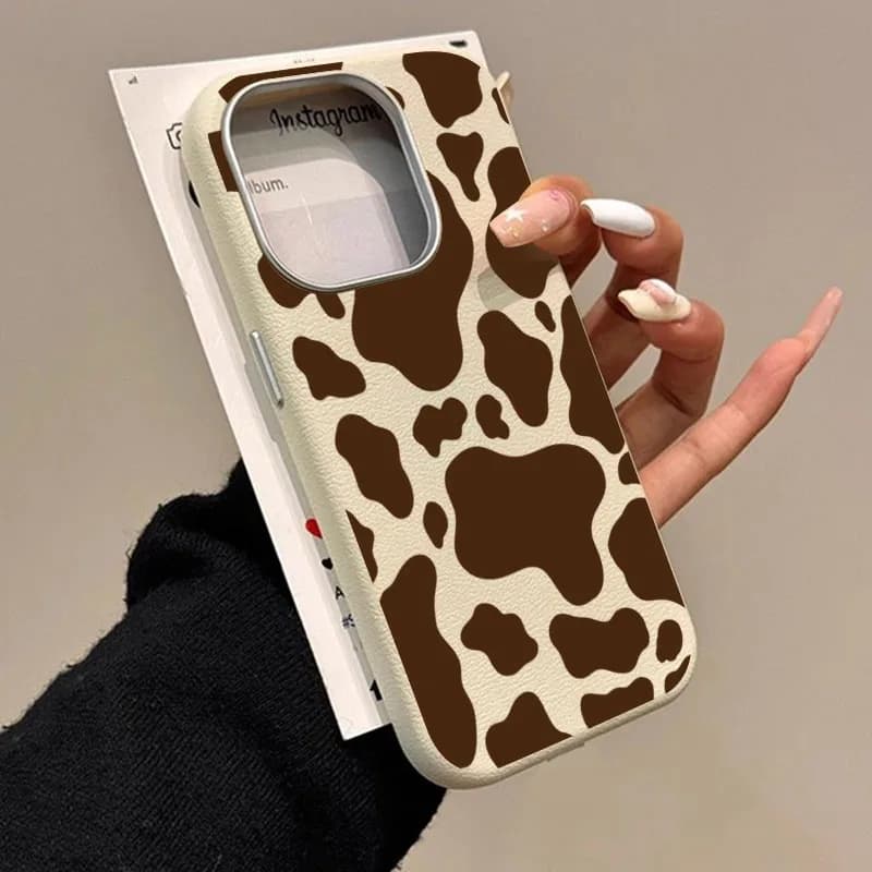 For Samsung A56 Brown Muccadie Print Litchi Model Case For Galaxy A55 A54 A53 A25 A26 A16 S25 Ultra S24 FE S23 S22 Plus Cover
