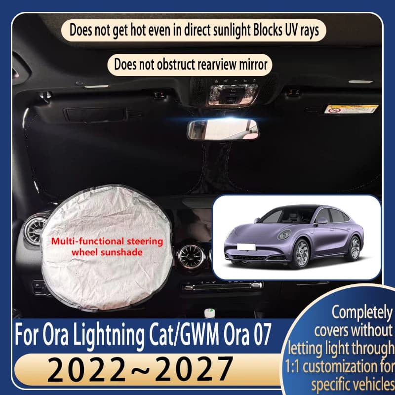 Parasole per volante auto per Ora Lightning Cat 2022~2027, accessori auto estivi rinfrescanti, isolante per parabrezza anteriore