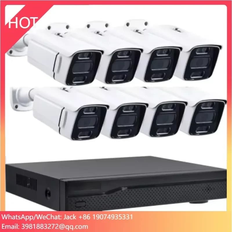 Sistema di Telecamere di Sicurezza JideTech H.265 a 8 Canali 5MP PoE con Rilevamento Umano, Impermeabile IP66 per Esterni