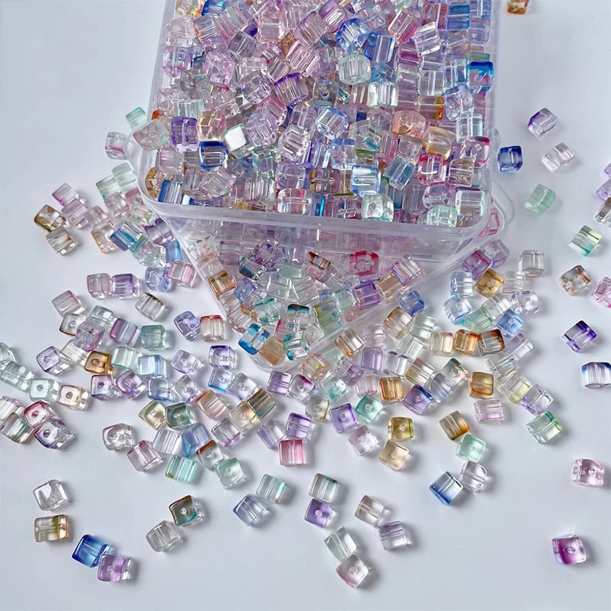 Perline di vetro quadrate da 7 mm, perline distanziatrici sfuse, colore caramella, 30/60/120/240 pezzi per la creazione di orecchini, collane, braccialetti e gioielli fai da te