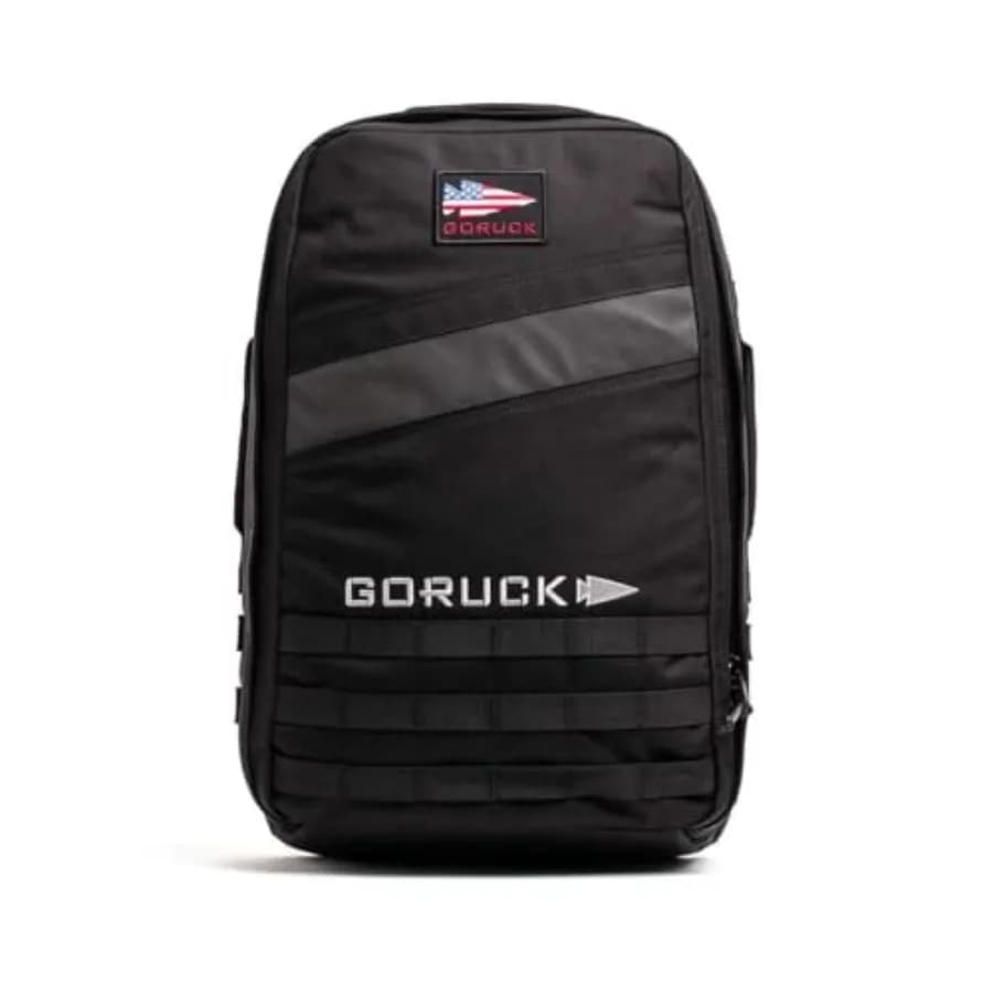 Zaino Rucker 4.0 25L Nero con Ricamo Bianco - Zaino Specifico per Allenamento con Pesi Militari con Tasca per Piastra di Carico