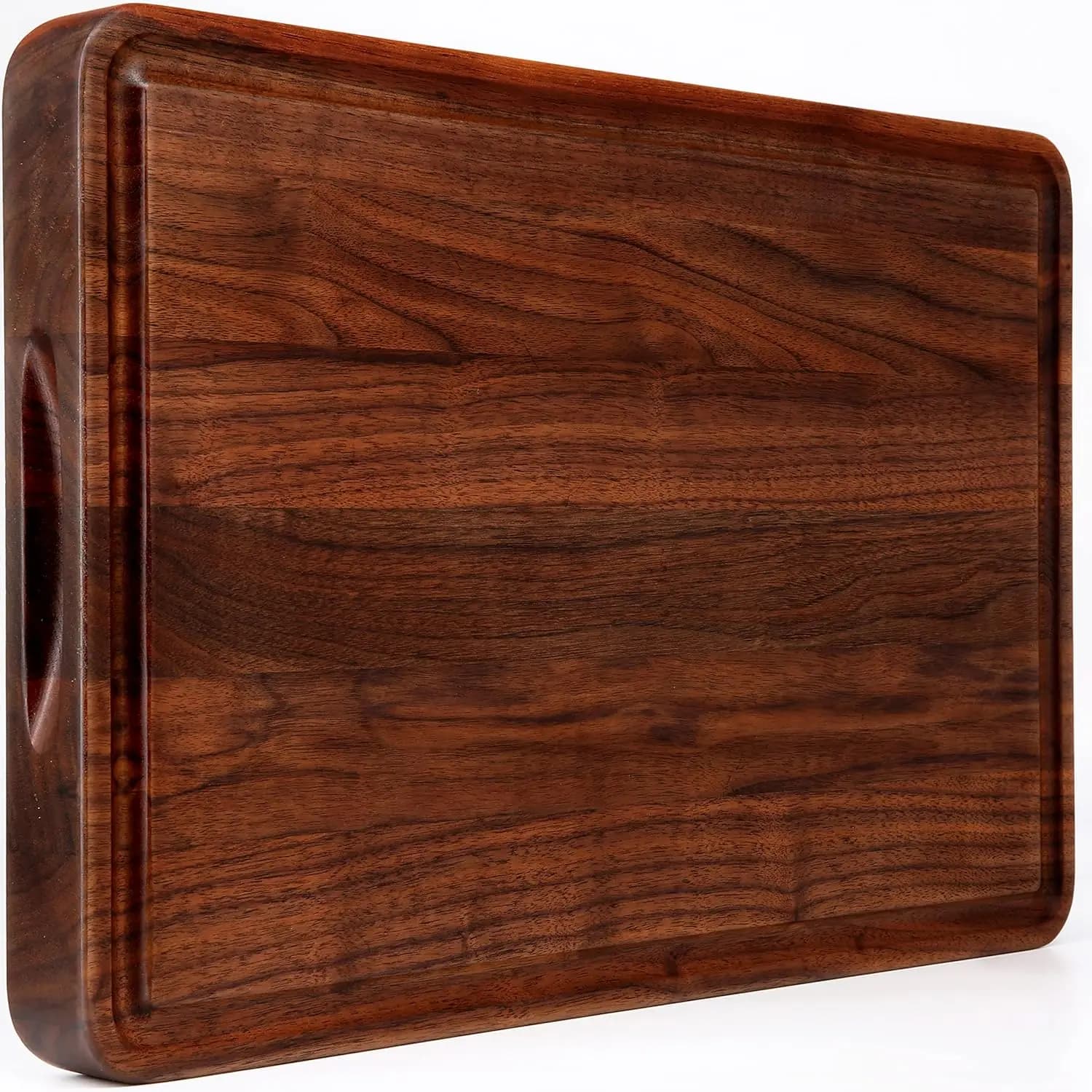Grande Tagliere in Legno di Noce, 18x12 pollici con Scanalatura per Succhi e Manico, Blocco da Macellaio Spesso per Carne, Formaggio, Regalo per la Cucina