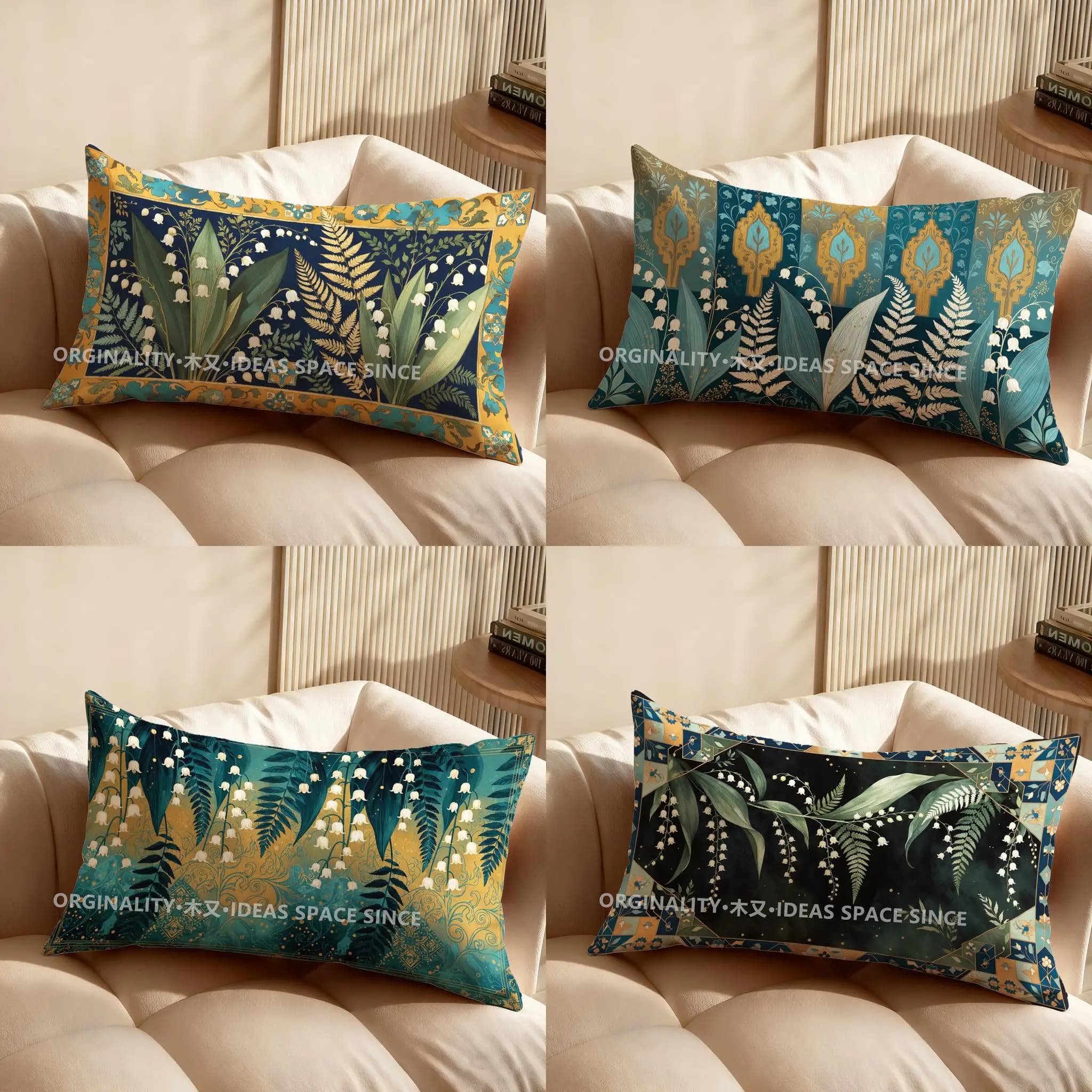 Cuscino con motivo 2D Lily Of The Valley, adatto per divano, camera da letto, auto, cuscino rettangolare per la schiena