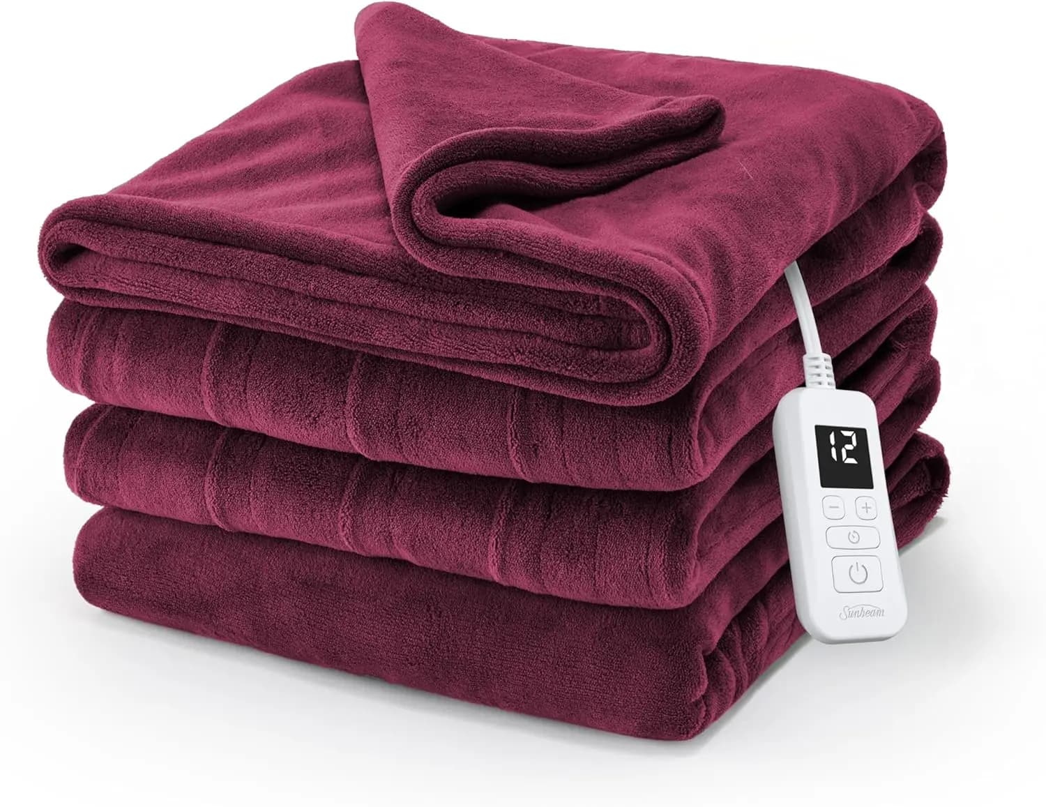 Coperta riscaldata elettrica con 12 impostazioni di calore, spegnimento automatico, riscaldamento rapido, lavabile in lavatrice nel colore Cabernet, doppia dimensione