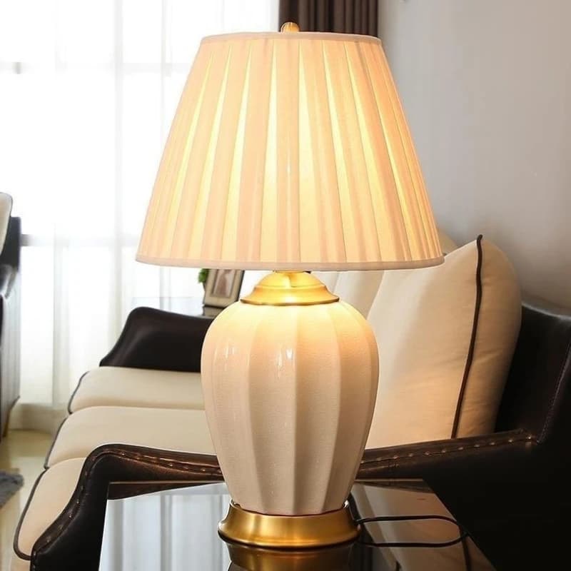 Lampada da Tavolo in Ceramica Cinese, Moderna e Lussuosa, con Protezione per gli Occhi, LED, per Studio, Camera da Letto, Decorazione Casa, E27