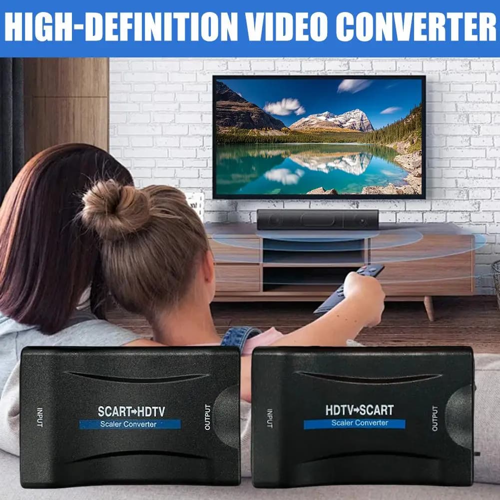 Convertitore Adattatore Video Audio da HDMI a SCART 1080P, Adattatore di Segnale per HDTV, Sky Box, STB, DVD, Convertitore da SCART a HDMI