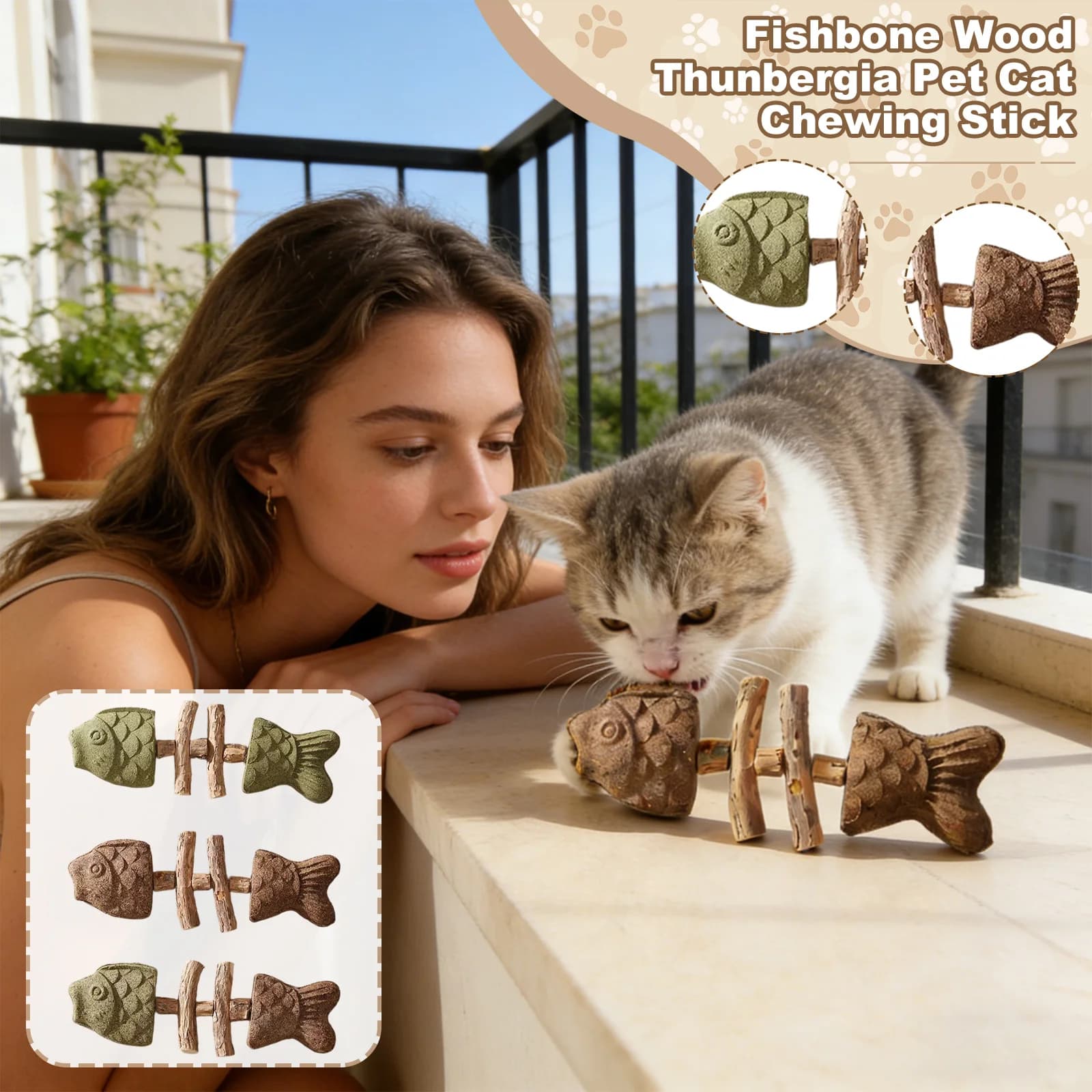 Natural Chewing Toy for Cats, Fish Lisca Shape with Grass Cat and Silvervine, Denti Cleaning Sticks for Interactive Game and Health