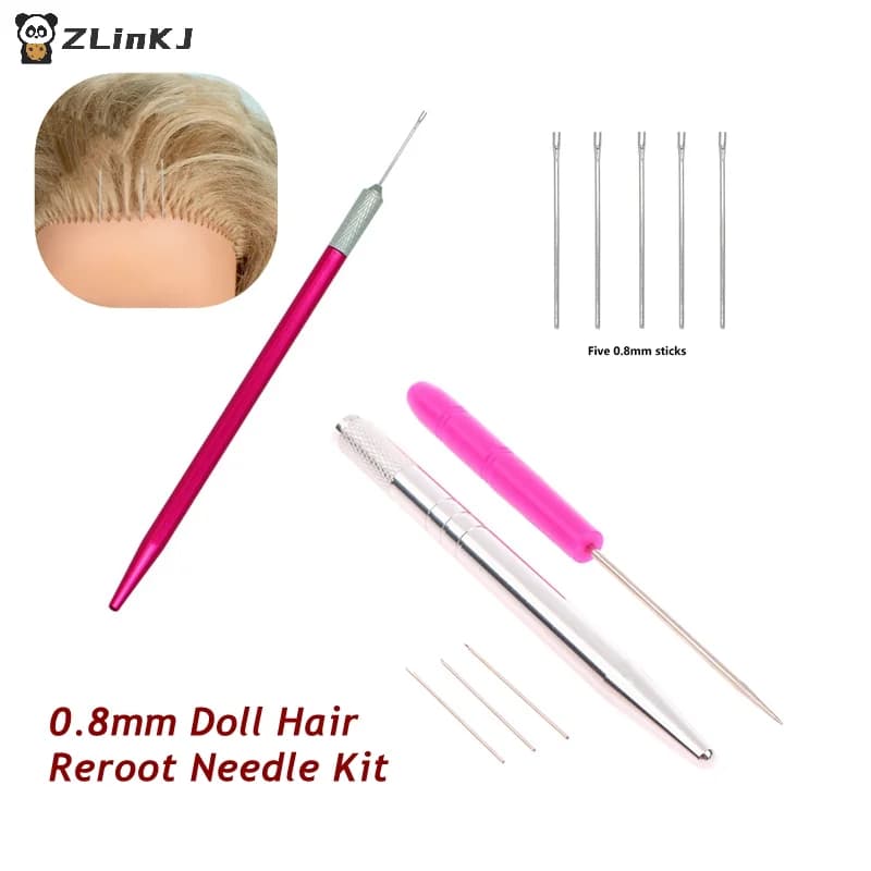 ▶ 0,8 mm doll hair reroot kit Repair baby head Tools to root reborn hair Set of accessories for wigs production