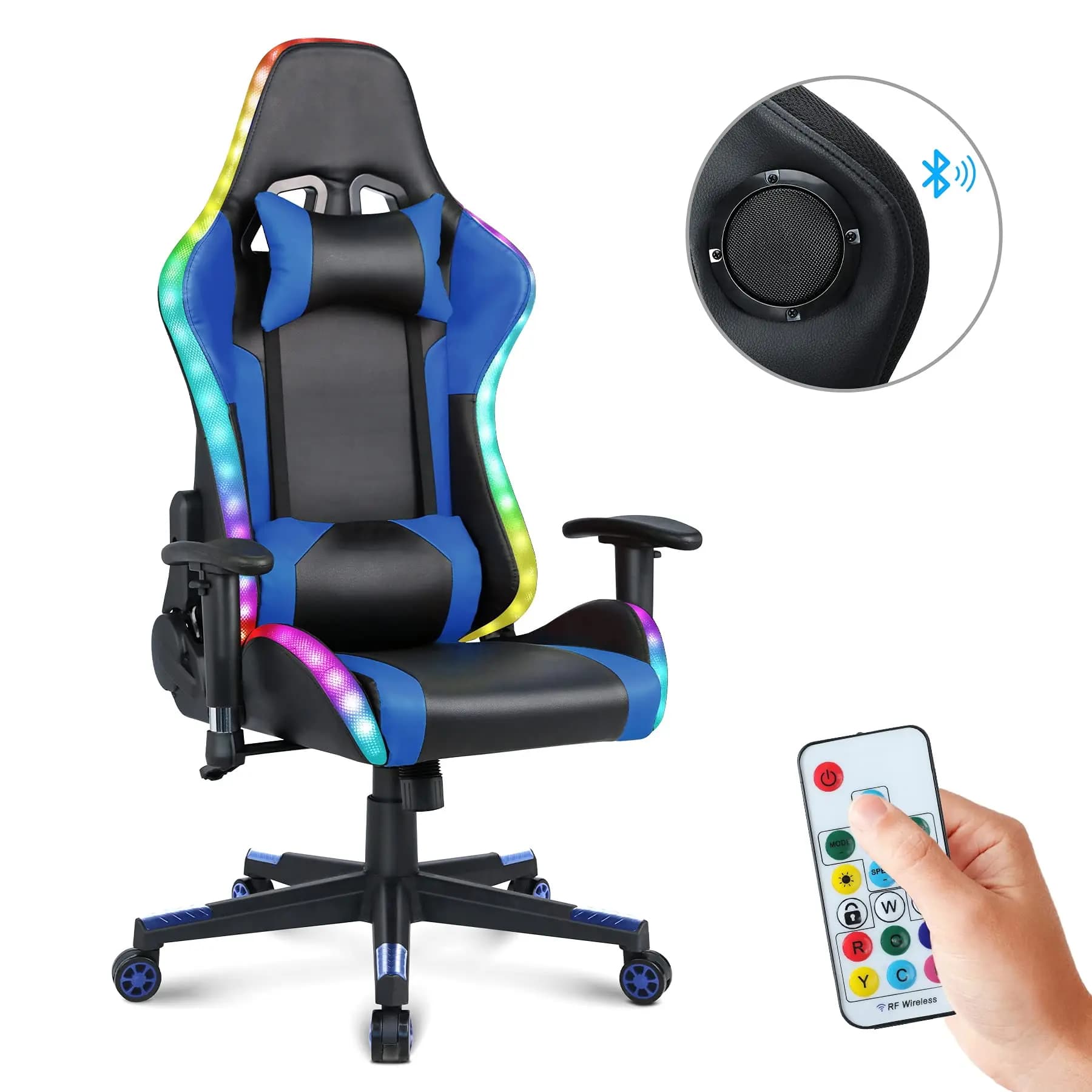 Sedia da Gaming Ergonomica in Pelle di Lusso, Regolabile in Altezza, Girevole, per Ufficio e Sala Giochi