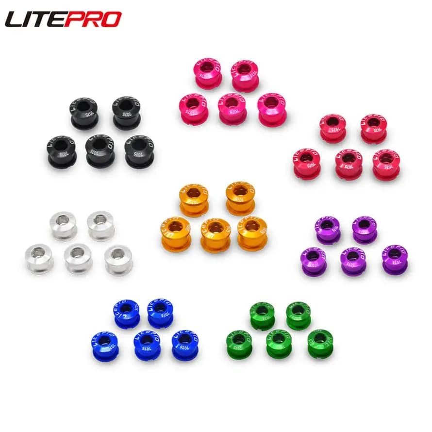 Litepro Bicicletta Pieghevole Singolo Corona Bulloni 5PCS MTB Mountain Bike Guarnitura Vite Ruota di Catena Pignone Dadi