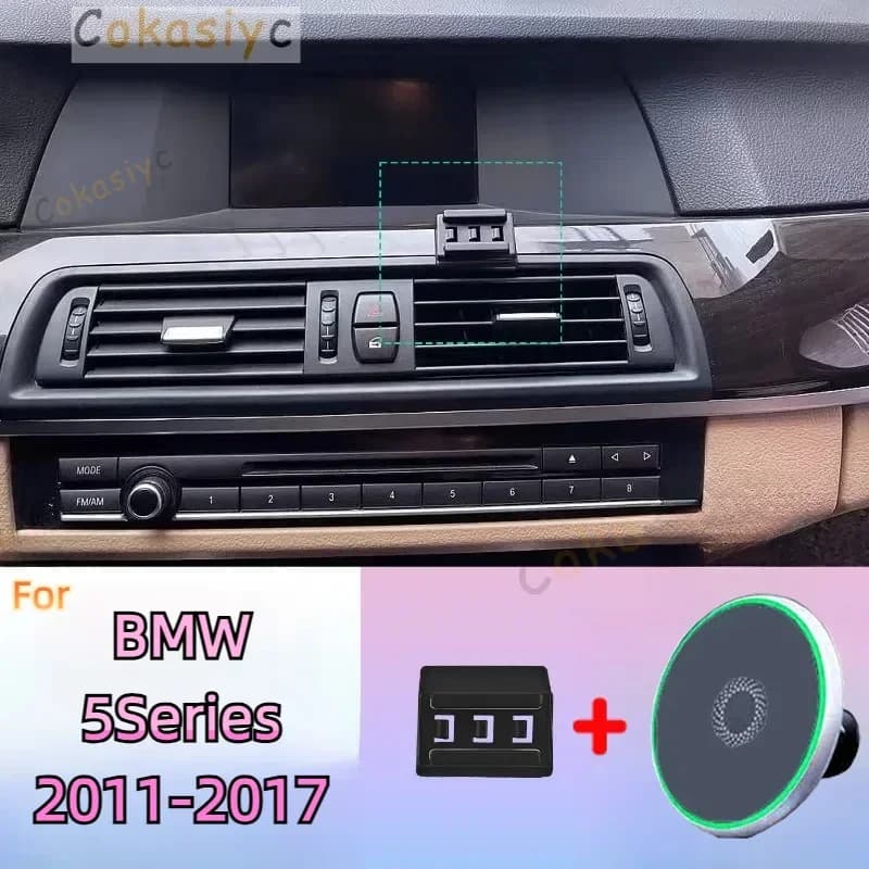 Per BMW 525i 530i 540i F10 F11 2011-2017 Supporto per telefono magnetico 15W Supporto per telefono di ricarica wireless Supporto per telefono MagSafe personalizzato