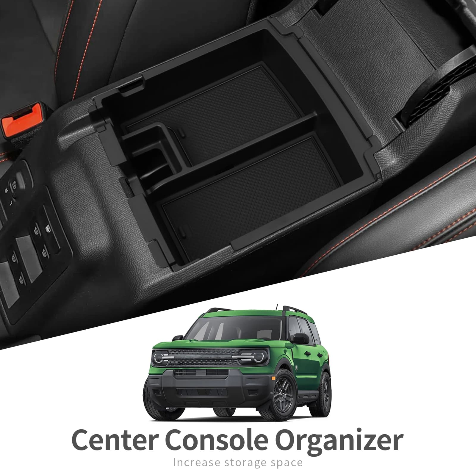 Per Ford Bronco 2025 Scatola portaoggetti a doppio strato Console centrale Bracciolo Vassoio Organizzatore Riordino Accessori interni auto Nero