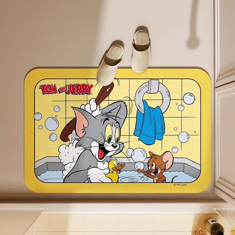 40x60cm Tom New and Jerry Floor Mat Non Slip Water Absorbent Door Mat for Bathroom Bedroom Entrance Cartoon Bath Mat