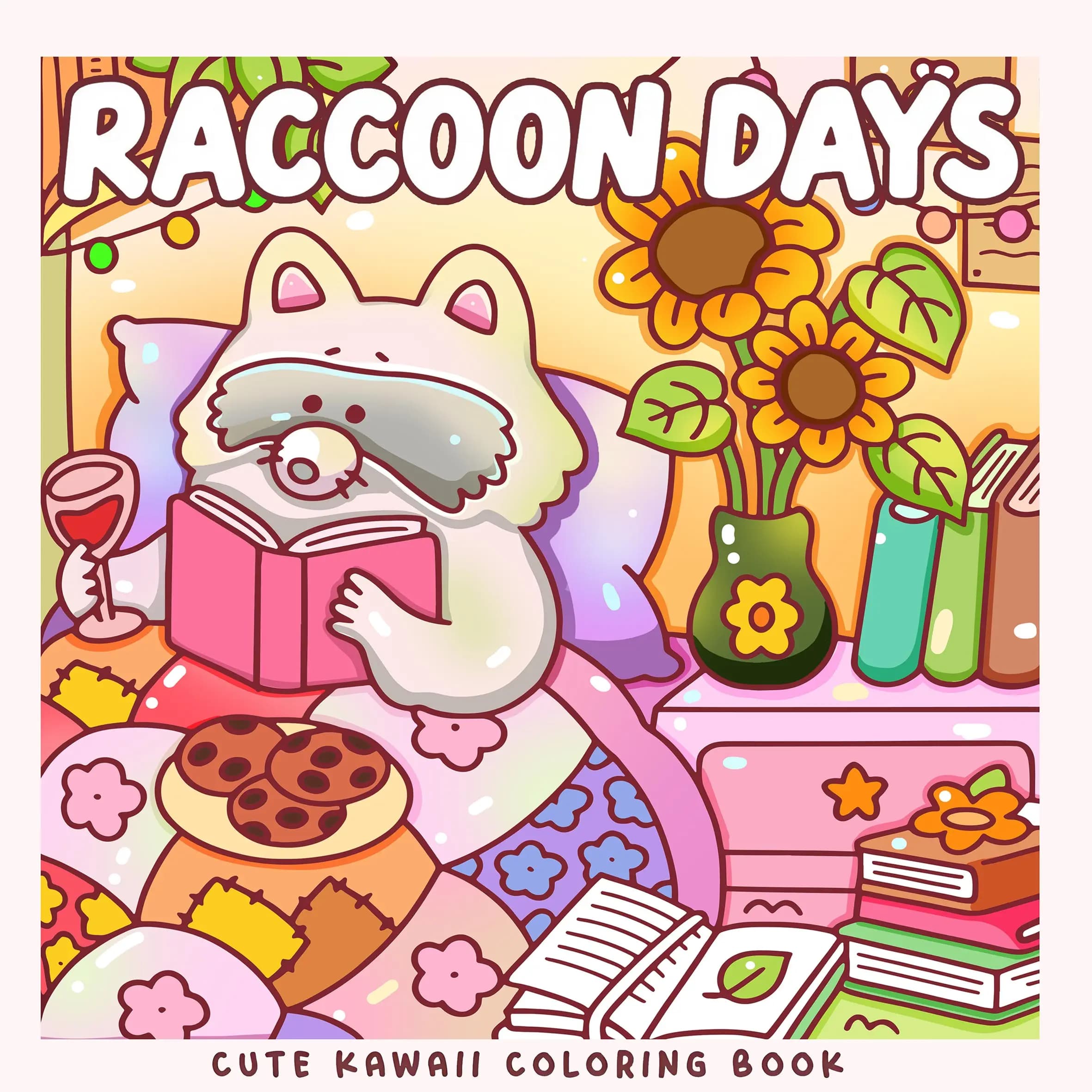 RACCOON DAYS Bold-easy Patterns Coloring Book for Adults Cute Drawing Book Perfect Gift for Party and Birthday