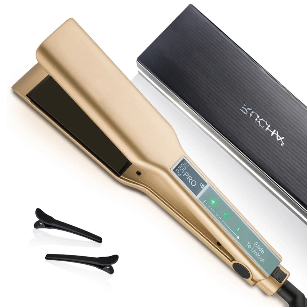 Piastra per capelli Touch Screen piastra in titanio ferri da stiro trattamento alla cheratina 450 ° f/230 ° c strumenti per lo Styling dei capelli del salone doppia tensione