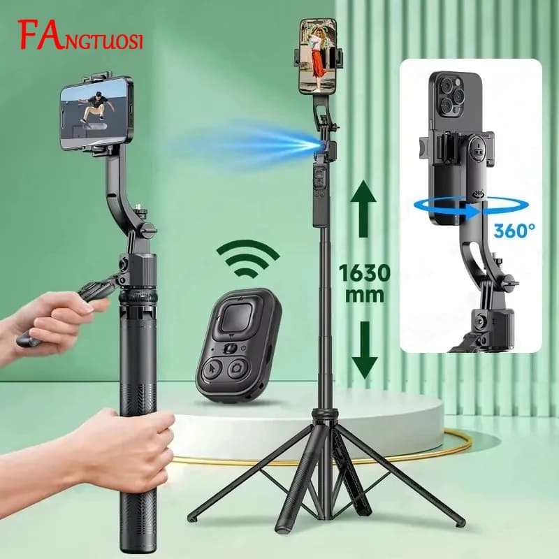 FANGTUOSI Selfie Stick Cardanic stabilizer for smartphones with remote control Bluetooth Follow-Up Smart Anti Shake Pan Tilt Tripod