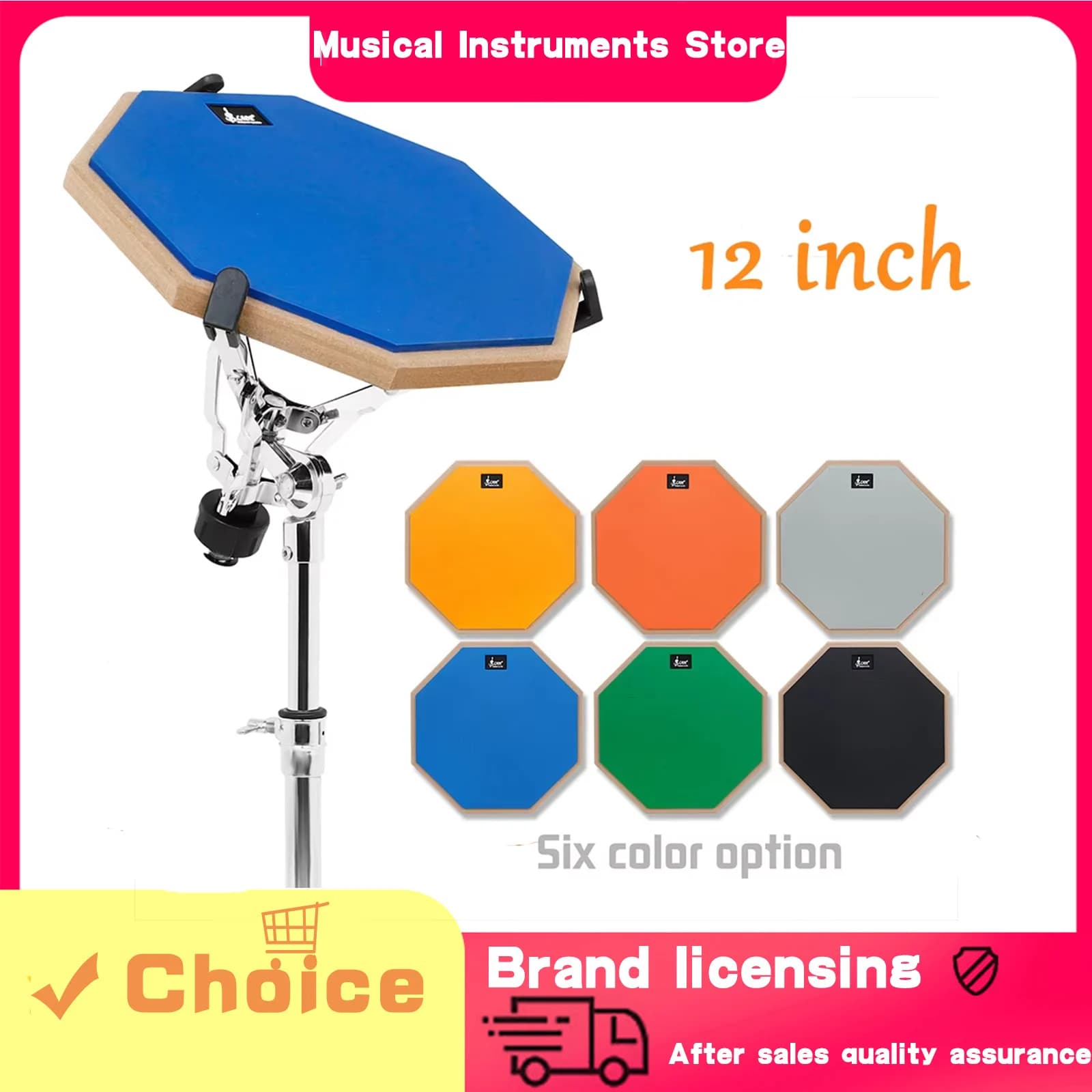 SLADE Pad per Pratica Batteria 12 Pollici, Pad Silenzioso in Gomma e Legno, Pad Mute per Allenamento Batteria Jazz, Accessori per Principianti