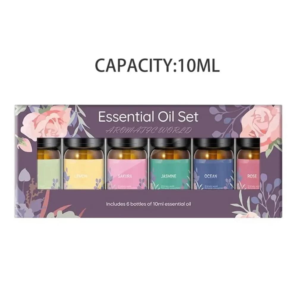 Kit di oli essenziali di lusso da 6 pezzi per umidificatore, diffusore di aromi, diffusore di oli essenziali, macchina per aromaterapia e purificatore d'aria
