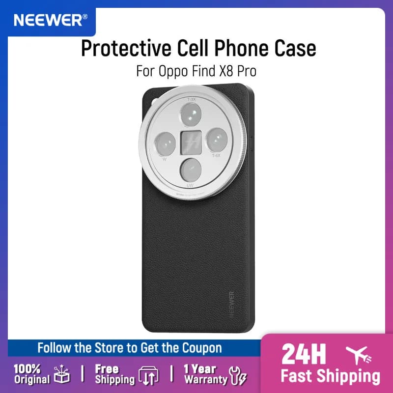 NEEWER Mobile Protective Case TPU + PC in eco-leather with 17 mm lens supports for Oppo Find X8 Pro