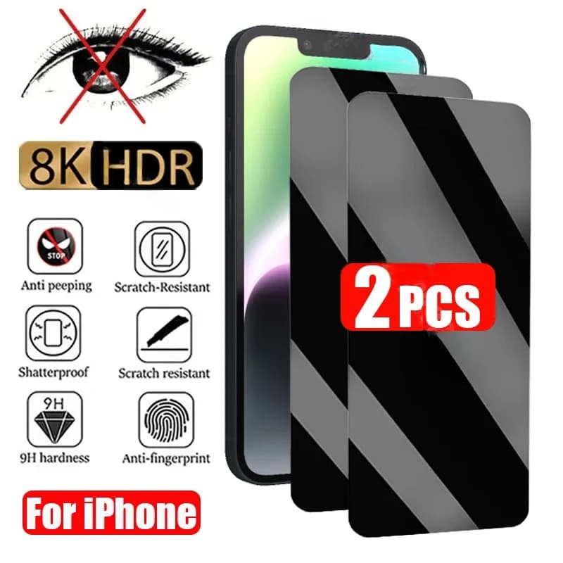 2 pezzi protezione schermo anti-spia per iPhone 16 15 14 13 12 11 Pro Max 13 12 Mini vetro privacy per iPhone 15 14 8 7 Plus X XS Max