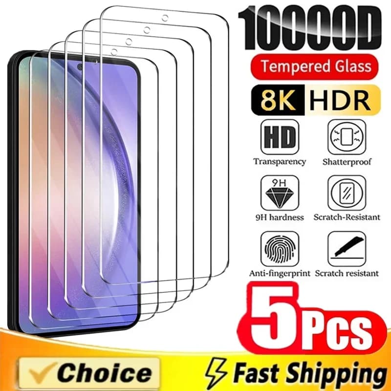 5 pcs screen protection for Samsung Galaxy A55 A54 A13 A53 A52 A12 A22 A33 A32 A51 A52S A35 A72 A71 A14 S10E S20FE Tempered Glass