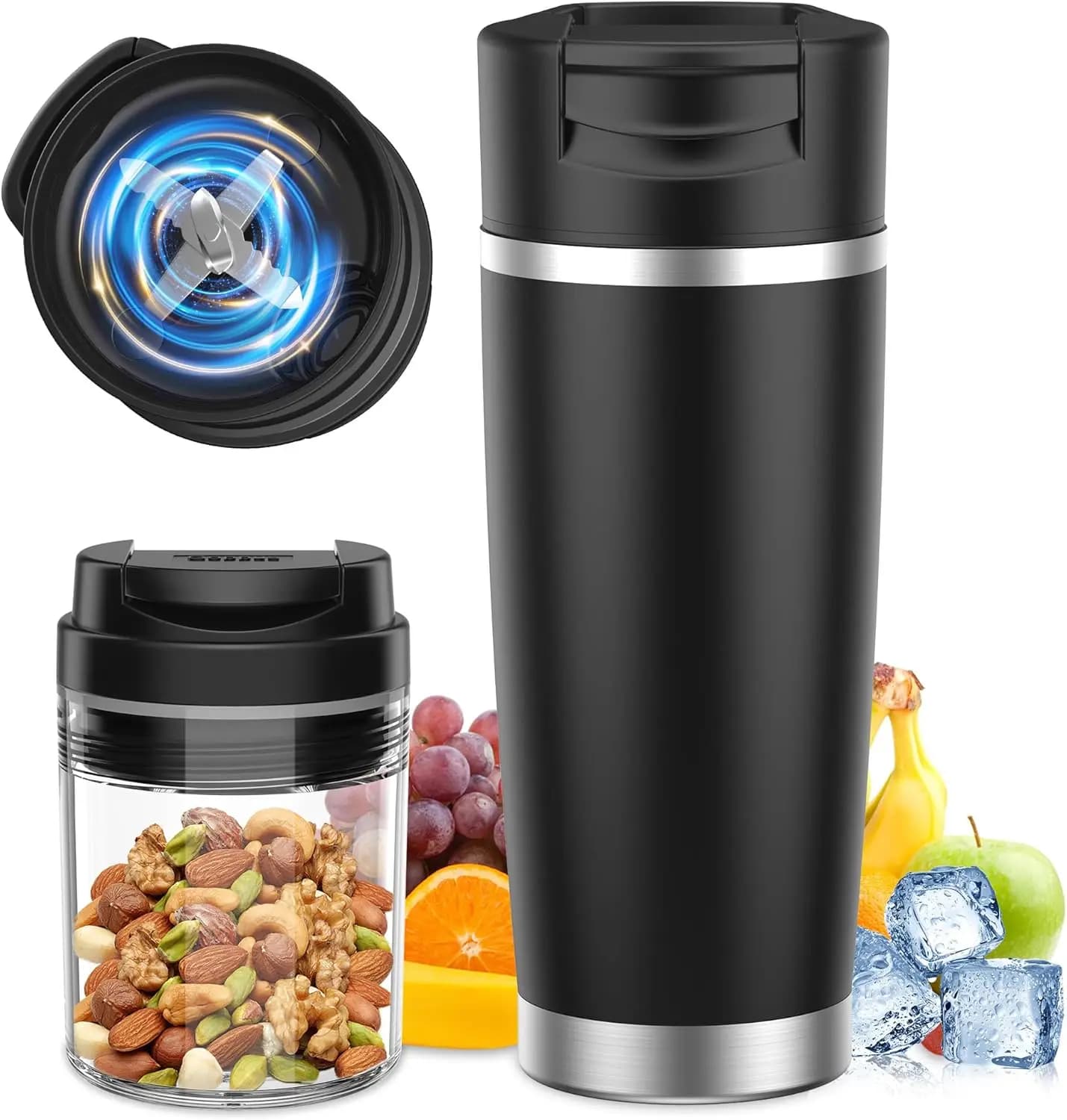 24 ounces isolated portable blender, wireless USB-C rechargeable blender, stainless steel bottle, without BPA, suitable for travel (