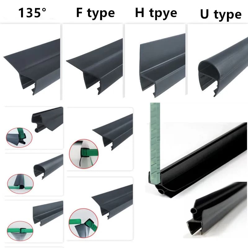 2pcs Weatherstrip Waterproof Shower door sealing strips water stopper 6- 12mm glass shower screen door seal strip gap sealer