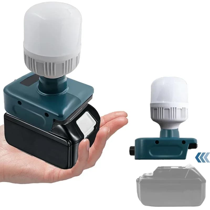 Lampada da Lavoro LED Senza Fili 1300LM 12W per Batterie Makita Dewalt Milwaukee Bosch 18V, Portatile Ricaricabile, Dimmerabile, 6500K