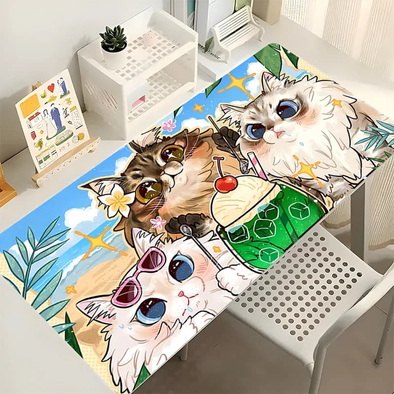 Tappetino per mouse con stampa HD Anime Tappetino per mouse da gioco Computer in gomma Anime Cute Cat Tappetino per mouse da scrivania Accessori per giocatori Tappetino per tastiera antiscivolo