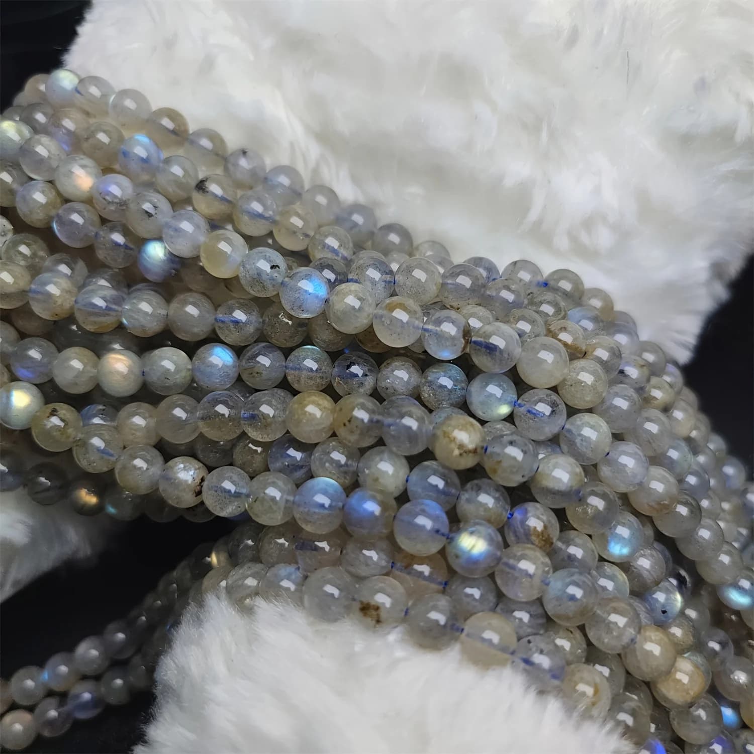 Perline di Pietra di Luna Grigia Naturale 7A, 4 6 8mm, Rotonde, Sciolte, Distanziatori, Perline di Labradorite per Creazione Gioielli Fai da Te, Collane, Bracciali, Accessori