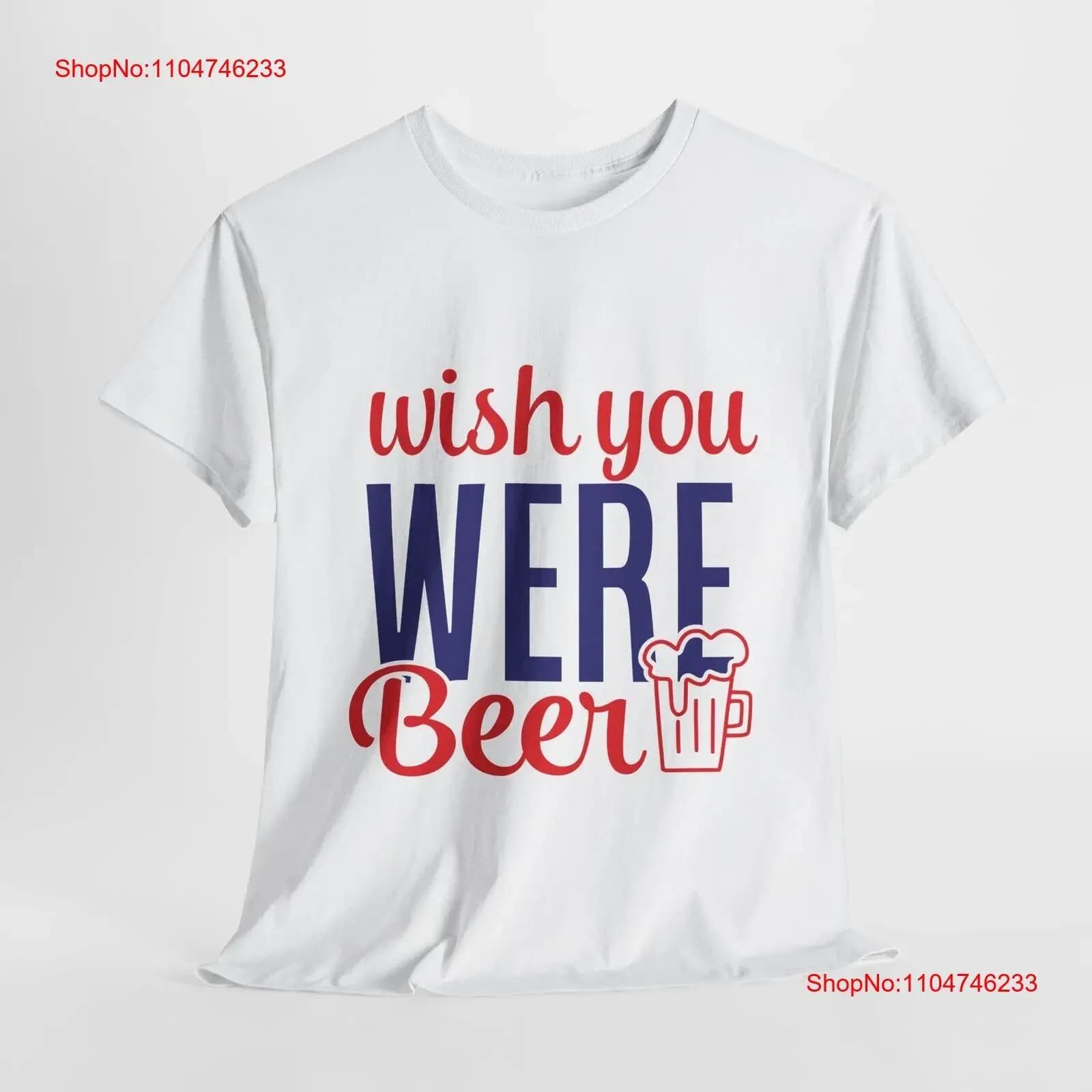 T-shirt da uomo divertente Design 'Wish You Were Beer' con tazza da birra Art vintage lavato Elegante streetwear Casual allungato morbido