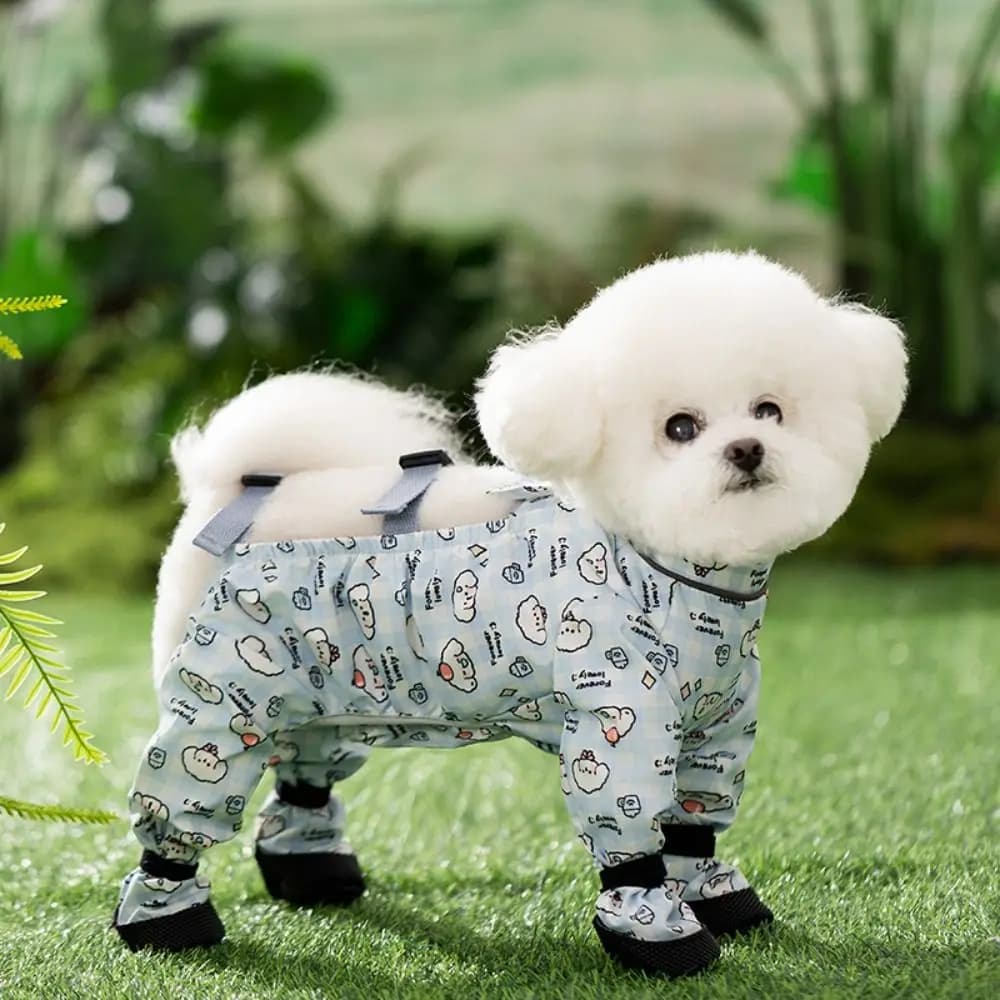 Pantaloni Riflettenti per Cani da Passeggio con Striscia Riflettente, Regolabili sul Retro, Antipolvere, Impermeabili e Antiscivolo