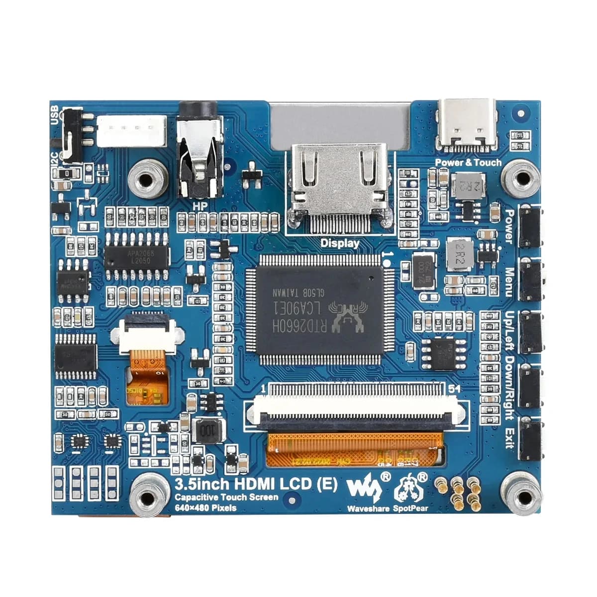 3.5inch LCD (E) Waveshare Capacitive Touch IPS LCD Display (E) 640x480 Audio Jack for Raspberry Pi OS Ubuntu Kali WIN10 IoT