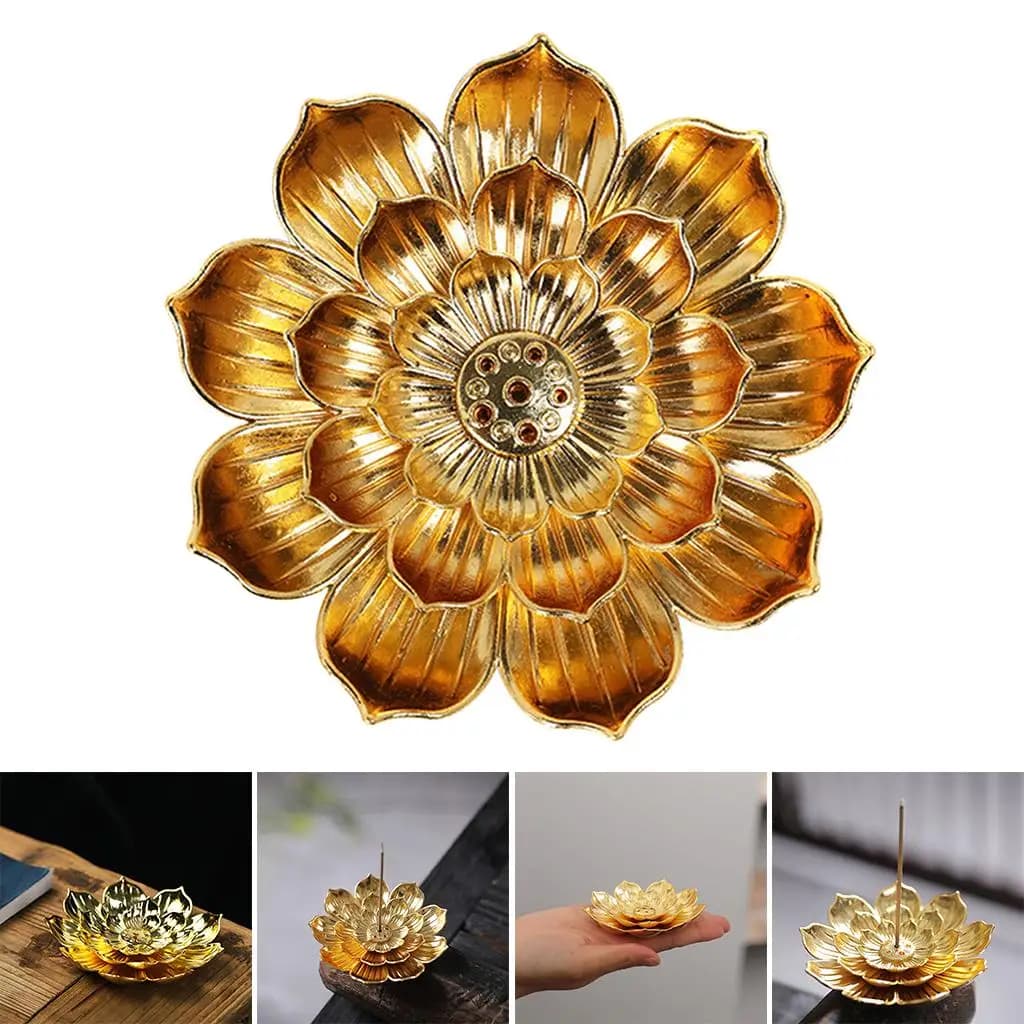 Confezione da 2-6 pezzi in lega di loto bruciatore di incenso piatto porta bastoncini Buddismo incensiere decorazioni per la casa