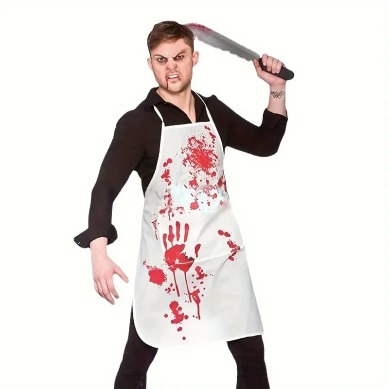 Grembiule festivo con schizzi di sangue di Halloween da 1 pezzo/2 pezzi - Costume da adulto per bar, casa stregata o festa - Realizzato in poliestere