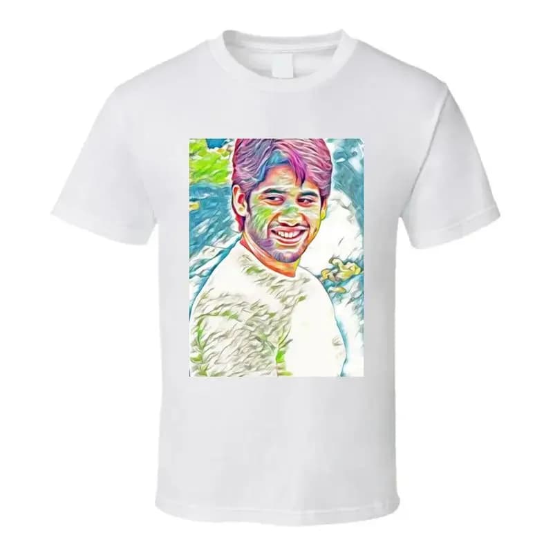 Naga Chaitanya Celebs Colorful Oil Paint Art Fashion T Shirt