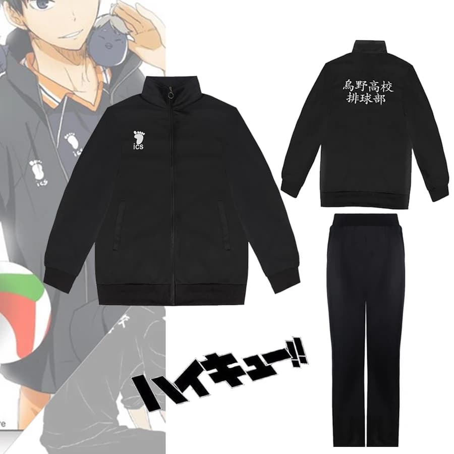 Volleyball Youth Cos Uniform, Wuye University volleyball Team, Hinata Xiangyang Anime sweatshirt with surrounding hood, autumn school uniform