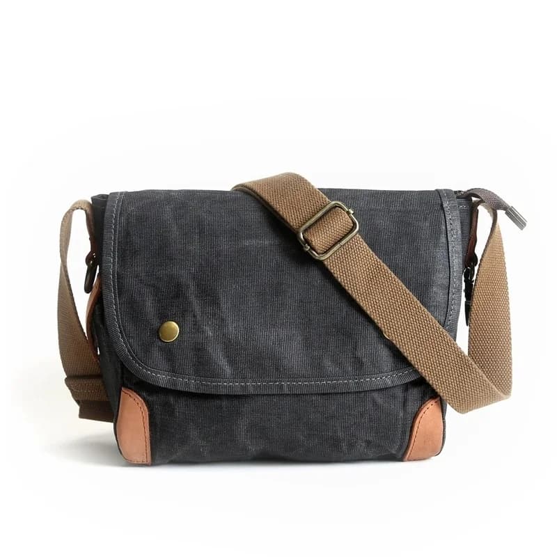 Retro Waxed Canvas Crossbody Bags For Men Small Flap Purse Waterproof Travel Bag Casual Male Messenger Bag