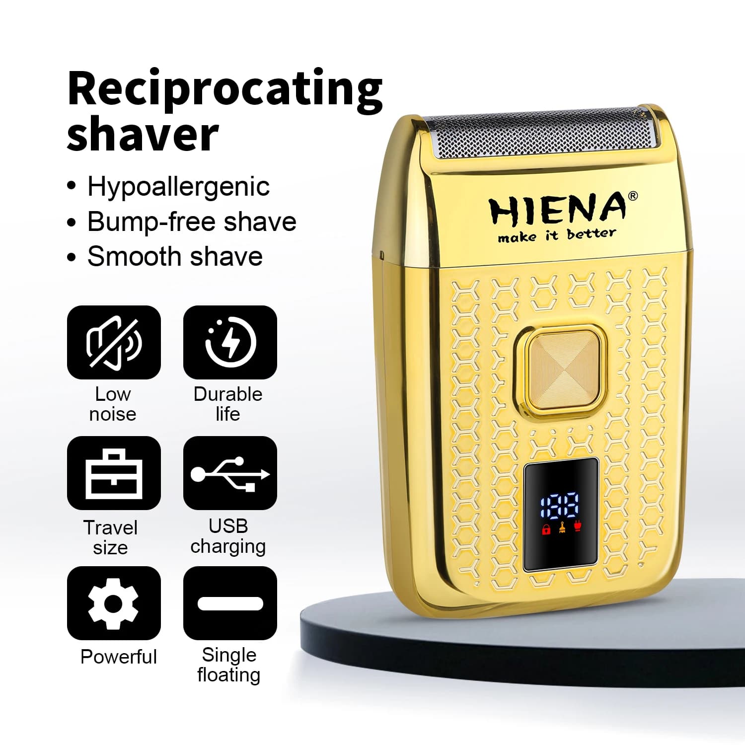 Electric Shaver HIENA Professional USB Rechargeable Men's Electric Shaver With Leather Shell Waterproof Shaving Shaver