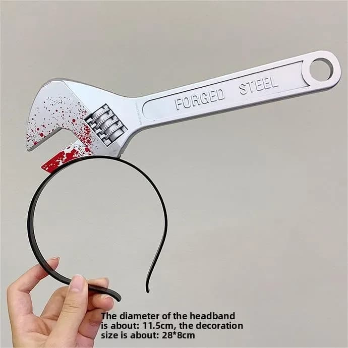 Funny kitchen knife headband, prank prank, Christmas headwear imitation, hair ornament, axe wrench, headband hair clip