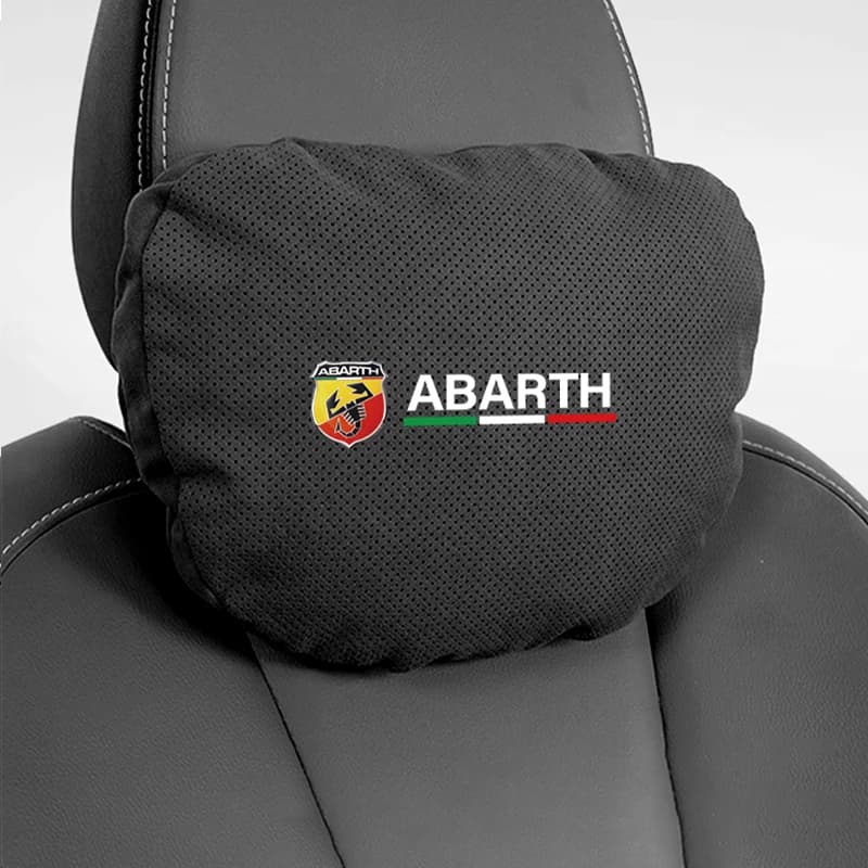 Cuscino poggiatesta in camoscio per auto Fiat, cuscino cervicale in cotone per Abarth Punto Panda Doblo Stilo Bravo, cuscino lombare per interni auto, portachiavi
